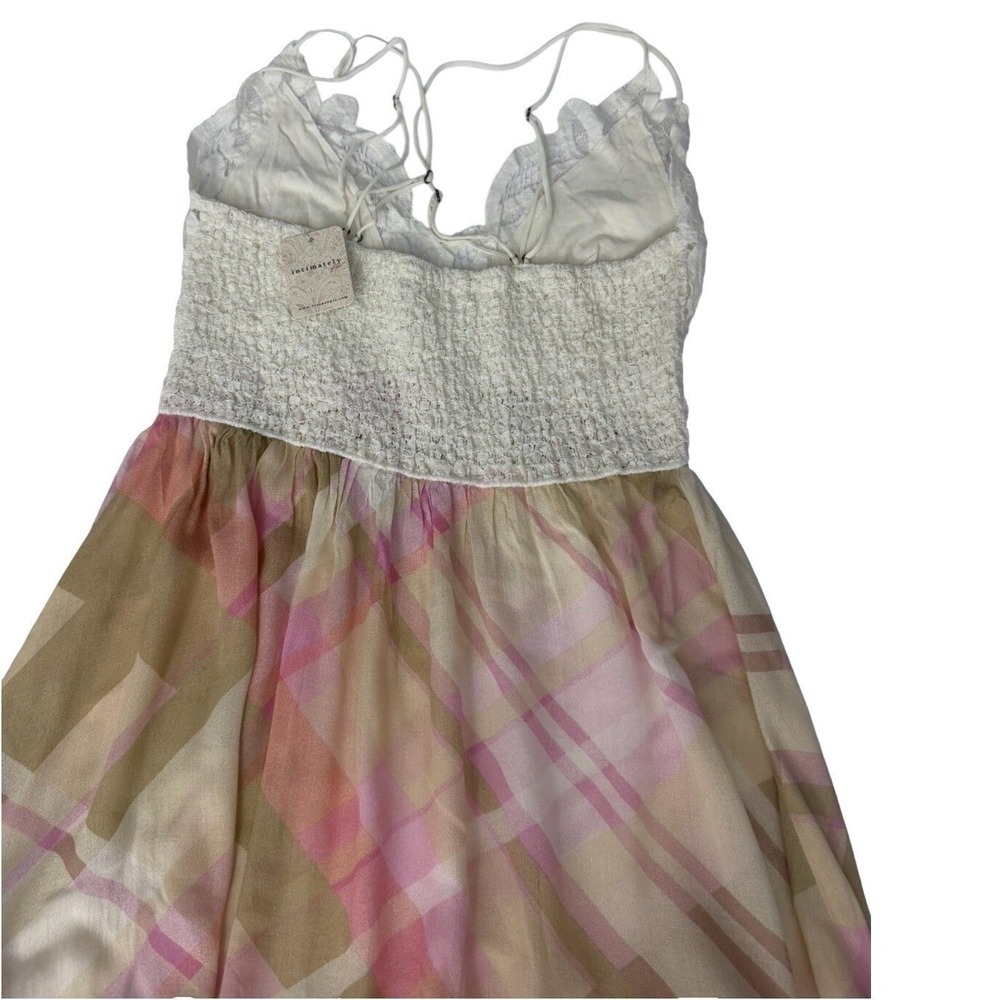 Free People Women's Adella Printed Mini Slip Soft Plaid Combo Size XL New - Picture 8 of 12